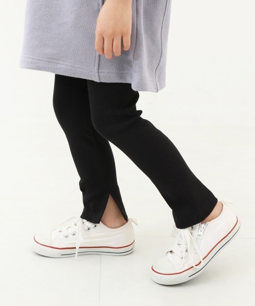 devirock(デビロック)の「裾スリット リブレギンス(レギンス/スパッツ・キッズ・杢グレー/ヘザーチャコール/ブラック/アイボリー・100cm/110cm/120cm/130cm/140cm/150cm/160cm)」の1枚目の写真