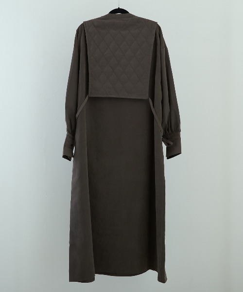 PAPAVER（パパヴェル）の「【papaver】キルティングレイヤード風OP（ワンピース・レディース・カーキ/スミクロ・MEDIUM）」の7枚目の写真