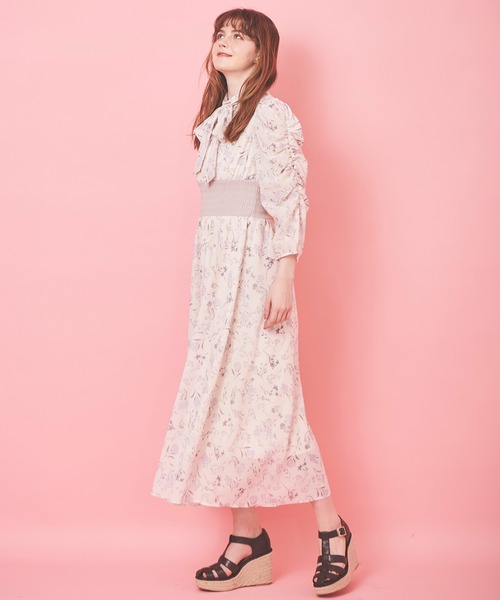 31 Sons de mode（トランテアン　ソン　ドゥ　モード）の「配色切替花柄ワンピース（ワンピース・レディース・サックスブルー/イエロー/クリーム・38/36）」の7枚目の写真