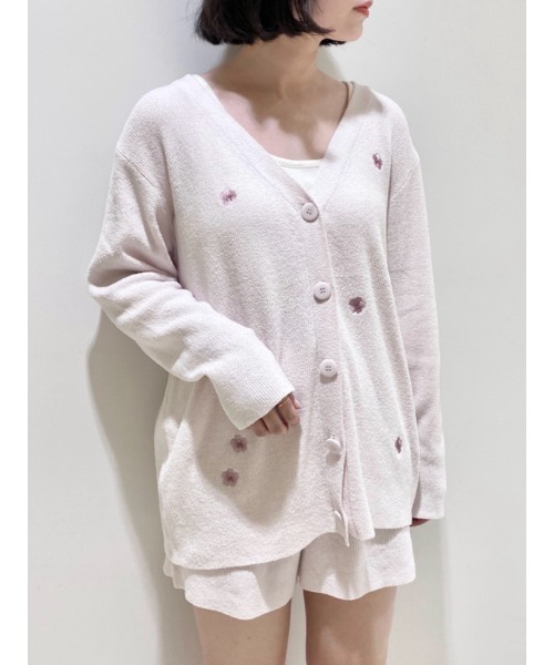 【新品未使用】ジェラピケ韓国限定　　花刺繍カーディガン　ピンク gelato pique（ジェラートピケ）の「【さくら】エアモコさくら刺繍