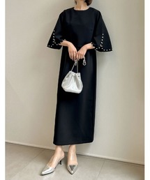 Re:EDIT | [PREMIUM DRESS COLLECTION][2点セット][低身長/大きいサイズ有]パールスリーブトップス×ノースリーブワンピース(ドレス)