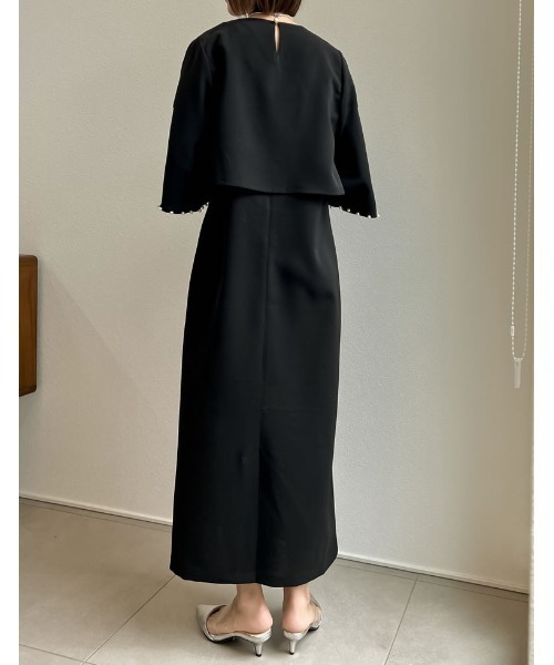 Re:EDIT（リエディ）の「[PREMIUM DRESS COLLECTION][2点セット][低身長/大きいサイズ有]パールスリーブトップス×ノースリーブワンピース（ドレス・レディース・ベージュ/ブラック・X-LARGE/SHORT/LARGE/MEDIUM）」の5枚目の写真