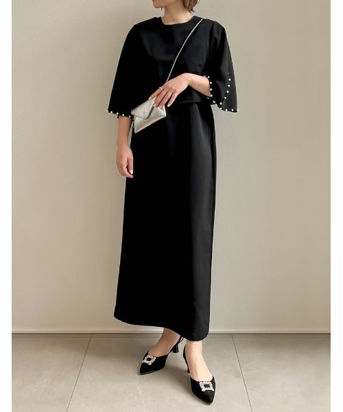 Re:EDIT（リエディ）の「[PREMIUM DRESS COLLECTION][2点セット][低身長/大きいサイズ有]パールスリーブトップス×ノースリーブワンピース（ドレス・レディース・ベージュ/ブラック・X-LARGE/SHORT/LARGE/MEDIUM）」の11枚目の写真