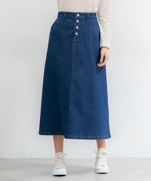 Honeys(ハニーズ)の「デニムロングスカート(デニムスカート・レディース・ライトインディゴブルー/ワンウォッシュ・M/S/LL/L)」の1枚目の写真