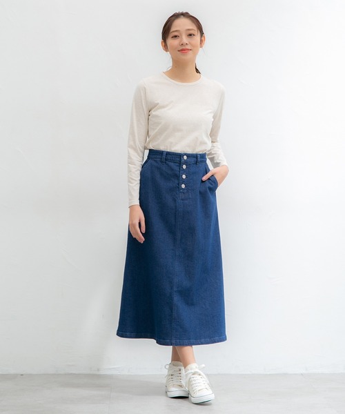 Honeys(ハニーズ)の「デニムロングスカート(デニムスカート・レディース・ライトインディゴブルー/ワンウォッシュ・M/S/LL/L)」の21枚目の写真