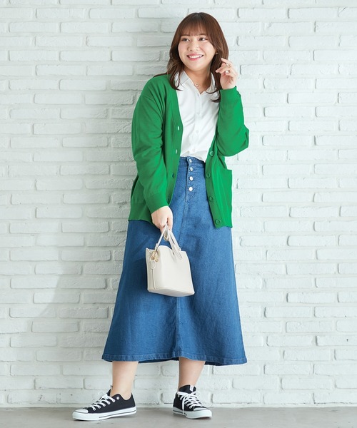 Honeys(ハニーズ)の「デニムロングスカート(デニムスカート・レディース・ライトインディゴブルー/ワンウォッシュ・M/S/LL/L)」の12枚目の写真