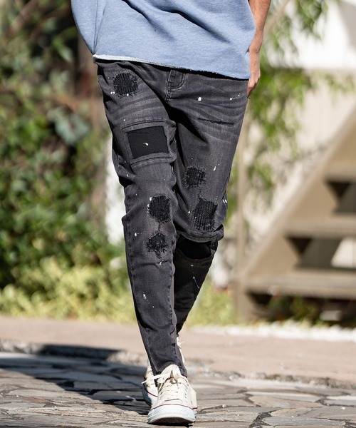 極美品　レペット　デニム CAMBIO（カンビオ）の「mp10785-Damage Repair Splash Hem Rib