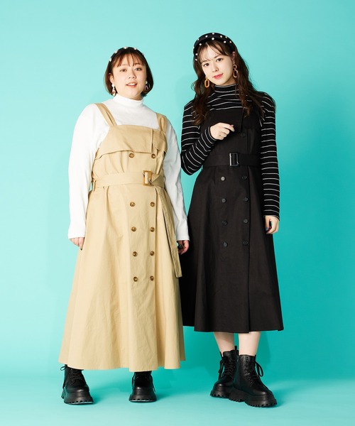 PUNYUS（プニュズ）の「トレンチ風ワンピース（ワンピース・レディース・ブラック/ベージュ・1/2/3/4）」の3枚目の写真