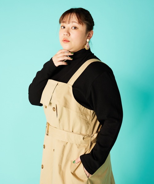 PUNYUS（プニュズ）の「トレンチ風ワンピース（ワンピース・レディース・ブラック/ベージュ・1/2/3/4）」の5枚目の写真