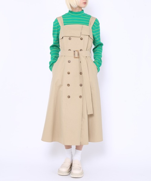 PUNYUS（プニュズ）の「トレンチ風ワンピース（ワンピース・レディース・ブラック/ベージュ・1/2/3/4）」の14枚目の写真