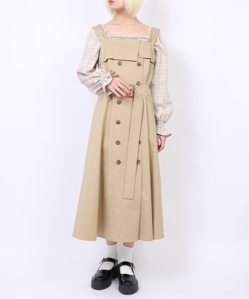 PUNYUS（プニュズ）の「トレンチ風ワンピース（ワンピース・レディース・ブラック/ベージュ・1/2/3/4）」の20枚目の写真