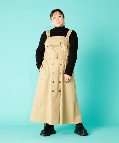 PUNYUS（プニュズ）の「トレンチ風ワンピース（ワンピース・レディース・ブラック/ベージュ・1/2/3/4）」の22枚目の写真