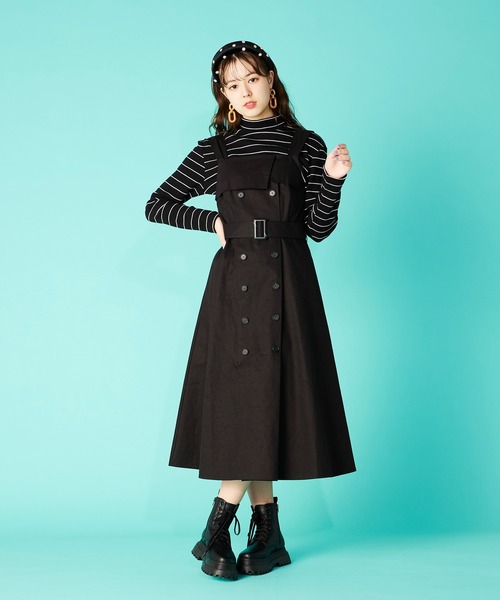 PUNYUS（プニュズ）の「トレンチ風ワンピース（ワンピース・レディース・ブラック/ベージュ・1/2/3/4）」の21枚目の写真