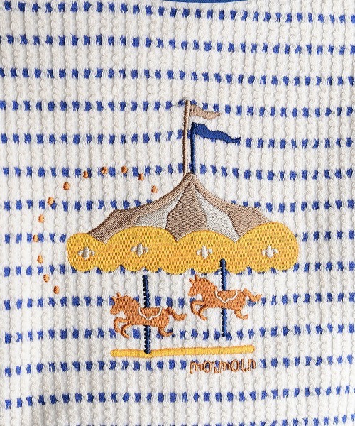 moimoln（モイモルン）の「【セットアップ】メリーゴーランドジャガードトップス＆パンツ（Tシャツ/カットソー・キッズ・アイボリー・120cm/80ｃｍ/90cm/100cm/110cm）」の2枚目の写真
