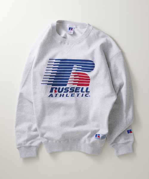 Russell Athletic(ラッセルアスレティック)の「【RUSSELL ATHLETIC / ラッセル アスレティック】別注 ロゴ スウェット(スウェット・メンズ・ライトグレー/オレンジ/アイボリー・MEDIUM/LARGE)」の3枚目の写真