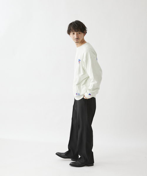 Russell Athletic(ラッセルアスレティック)の「【RUSSELL ATHLETIC / ラッセル アスレティック】別注 ロゴ スウェット(スウェット・メンズ・ライトグレー/オレンジ/アイボリー・MEDIUM/LARGE)」の6枚目の写真