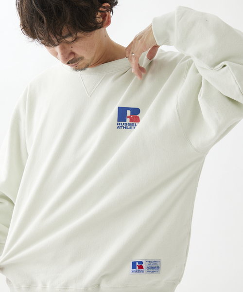 Russell Athletic(ラッセルアスレティック)の「【RUSSELL ATHLETIC / ラッセル アスレティック】別注 ロゴ スウェット(スウェット・メンズ・ライトグレー/オレンジ/アイボリー・MEDIUM/LARGE)」の9枚目の写真