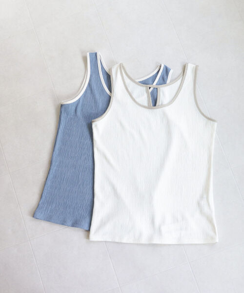 fredy emue（フレディエミュ）の「カット楊柳2wayタンクトップ（タンクトップ・レディース・ブラック/アイボリー/チャコールグレー/ブルー・38）」の13枚目の写真