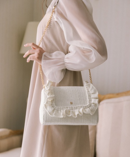 OLIVE des OLIVE（オリーブデオリーブ）の「ツイードフリルショルダー　1031120120（ショルダーバッグ・レディース・ブラック/チェック/アイボリー/サックスブルー・FREE）」の7枚目の写真