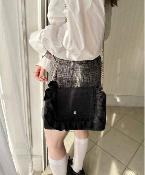 OLIVE des OLIVE（オリーブデオリーブ）の「ツイードフリルショルダー　1031120120（ショルダーバッグ・レディース・ブラック/チェック/アイボリー/サックスブルー・FREE）」の10枚目の写真