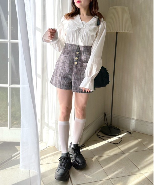 OLIVE des OLIVE（オリーブデオリーブ）の「ツイードフリルショルダー　1031120120（ショルダーバッグ・レディース・ブラック/チェック/アイボリー/サックスブルー・FREE）」の12枚目の写真