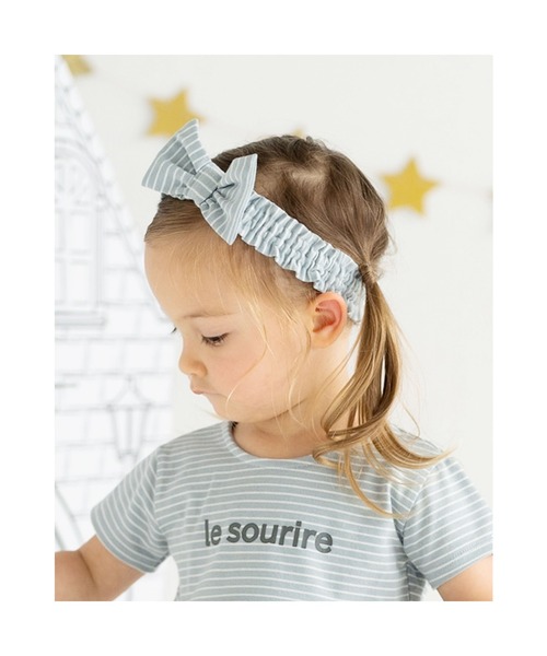 birthday party（バースデイパーティー）の「birthdayparty/【お揃い】2配色ボーダーリボンヘアーバンド（その他ベビー用品・キッズ・ブラック系その他/ピンク系その他/ブルー系その他・ONESIZE）」の2枚目の写真