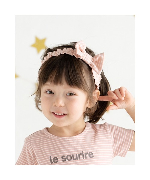 birthday party（バースデイパーティー）の「birthdayparty/【お揃い】2配色ボーダーリボンヘアーバンド（その他ベビー用品・キッズ・ブラック系その他/ピンク系その他/ブルー系その他・ONESIZE）」の3枚目の写真