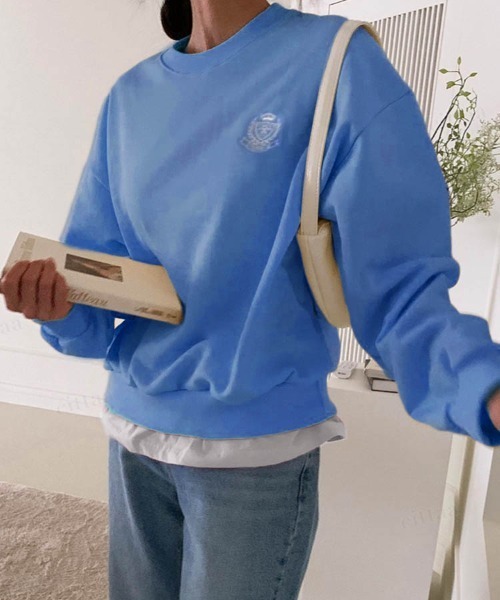 Dalfwin（ダールフィン）の「シャーベットカラーリーフ刺繍ロゴスウェット（スウェット・レディース・ピンク/ブルー/イエロー/アイボリー・FREE）」の11枚目の写真