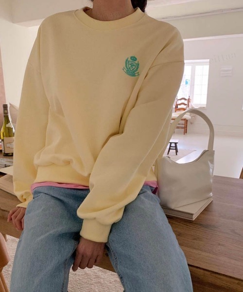 Dalfwin（ダールフィン）の「シャーベットカラーリーフ刺繍ロゴスウェット（スウェット・レディース・ピンク/ブルー/イエロー/アイボリー・FREE）」の18枚目の写真