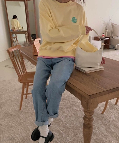 Dalfwin（ダールフィン）の「シャーベットカラーリーフ刺繍ロゴスウェット（スウェット・レディース・ピンク/ブルー/イエロー/アイボリー・FREE）」の22枚目の写真