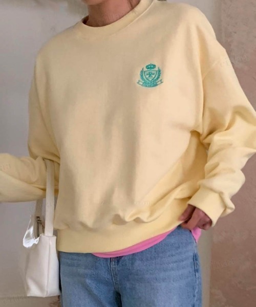 Dalfwin（ダールフィン）の「シャーベットカラーリーフ刺繍ロゴスウェット（スウェット・レディース・ピンク/ブルー/イエロー/アイボリー・FREE）」の15枚目の写真
