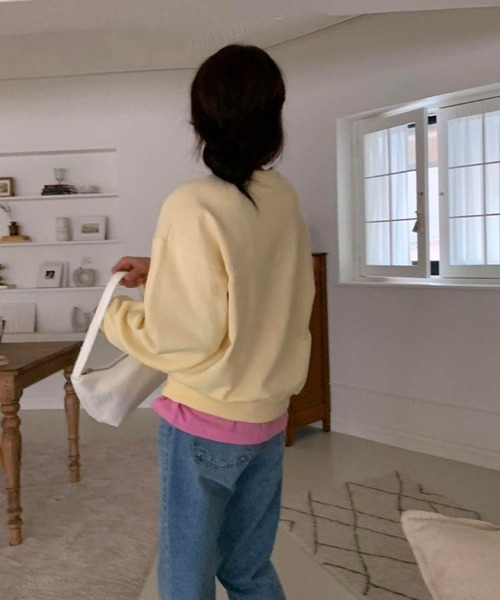 Dalfwin（ダールフィン）の「シャーベットカラーリーフ刺繍ロゴスウェット（スウェット・レディース・ピンク/ブルー/イエロー/アイボリー・FREE）」の12枚目の写真