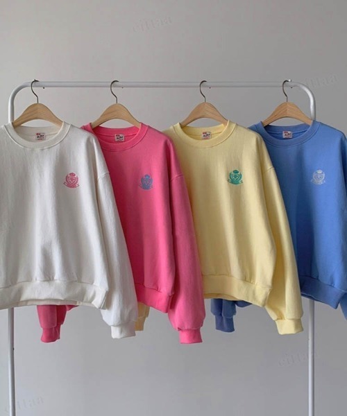 Dalfwin（ダールフィン）の「シャーベットカラーリーフ刺繍ロゴスウェット（スウェット・レディース・ピンク/ブルー/イエロー/アイボリー・FREE）」の20枚目の写真