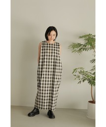 ワンピース mame Afterglow Check One-Piece サマーウールで快適な〈マメ クロゴウチ〉のチェック柄