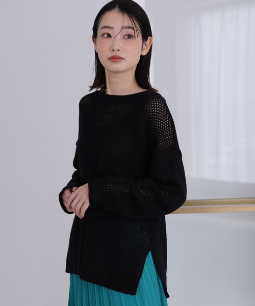 LAKOLE(ラコレ)の「メッシュステッチニットプルオーバー / 185872(ニット/セーター・レディース・ライトベージュ/オフホワイト/ブラック・MEDIUM/SMALL)」の1枚目の写真