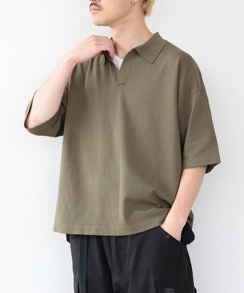 BEAMS LIGHTS(ビームスライツ)の「BEAMS LIGHTS / スキッパー ニットポロシャツ(ポロシャツ・メンズ・グリーン系その他2/ブラック・LARGE/SMALL/MEDIUM)」の20枚目の写真