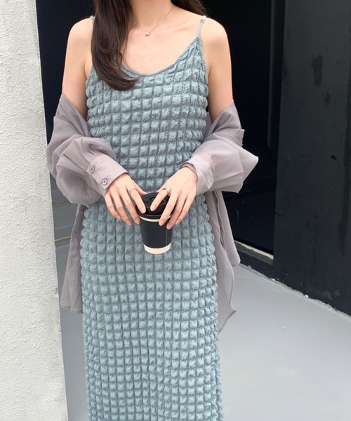ABITOKYO(アビトーキョー)の「ポップコーンキャミソールワンピース(ワンピース・レディース・ブルーグレー/ホワイト/ブラック・S/M)」の4枚目の写真