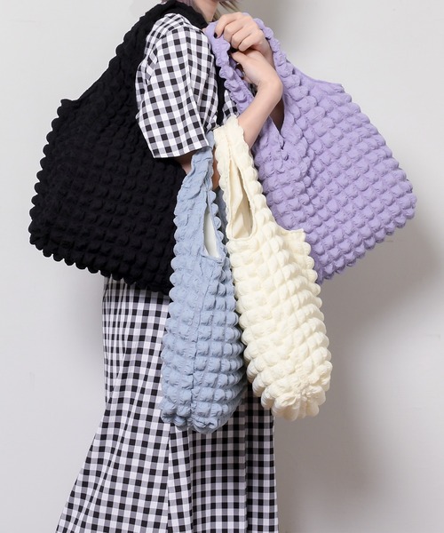 SVEC（シュベック）の「ポップコーン トートバッグ（トートバッグ・レディース・アイボリー/ブルー/パープル/ブラック・FREE）」の21枚目の写真