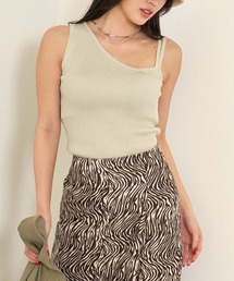 アシンメトリーノースリーブトップスカットソー