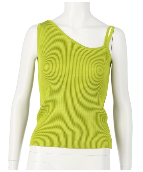 ANAP（アナップ）の「アシンメトリーノースリーブトップスカットソー（タンクトップ・レディース・イエロー×グリーン/アイボリー/ブラック・FREE）」の7枚目の写真