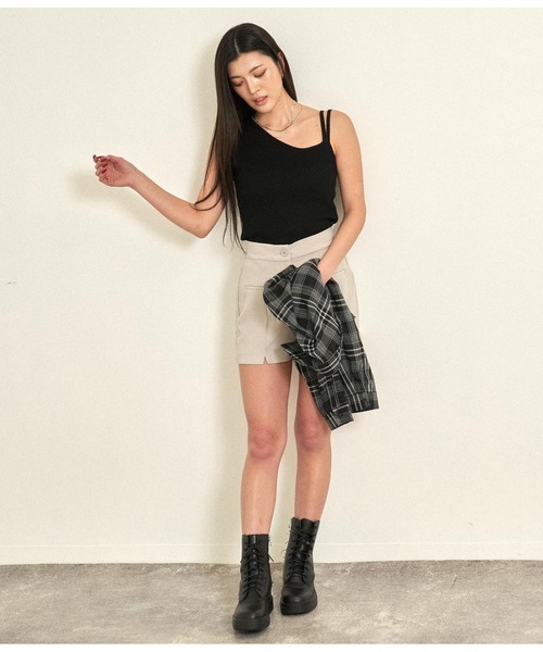 ANAP（アナップ）の「アシンメトリーノースリーブトップスカットソー（タンクトップ・レディース・イエロー×グリーン/アイボリー/ブラック・FREE）」の13枚目の写真