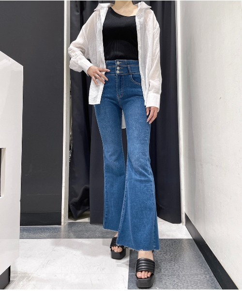 ANAP（アナップ）の「アシンメトリーノースリーブトップスカットソー（タンクトップ・レディース・イエロー×グリーン/アイボリー/ブラック・FREE）」の15枚目の写真