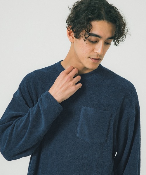 coca(coca)(コカ)の「メンズパイル地長袖Tシャツ(Tシャツ/カットソー・メンズ・ネイビー/ブラック/アイボリー・M/L/XL)」の7枚目の写真