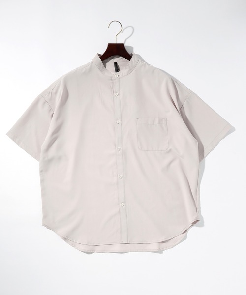 THISIS(ディスイズ)の「ポリストレッチ ルーズフィット バンドカラーシャツ レディース(シャツ/ブラウス・レディース・チャコール/サックスブルー/グリーン/ブラック/ホワイト/パープル/ネイビー/グレイッシュベージュ・LARGE/X-LARGE/MEDIUM)」の4枚目の写真