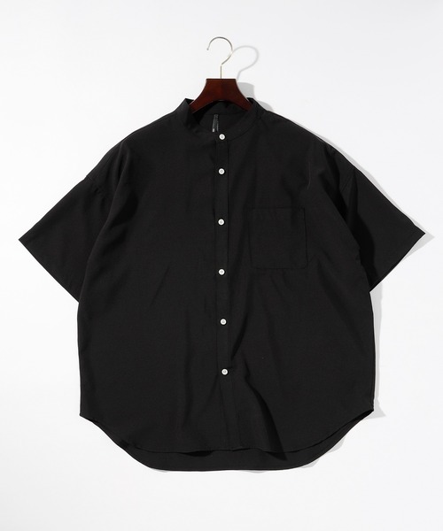 THISIS(ディスイズ)の「ポリストレッチ ルーズフィット バンドカラーシャツ レディース(シャツ/ブラウス・レディース・チャコール/サックスブルー/グリーン/ブラック/ホワイト/パープル/ネイビー/グレイッシュベージュ・LARGE/X-LARGE/MEDIUM)」の2枚目の写真