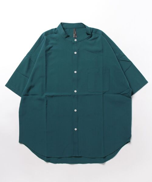 THISIS(ディスイズ)の「ポリストレッチ ルーズフィット バンドカラーシャツ レディース(シャツ/ブラウス・レディース・チャコール/サックスブルー/グリーン/ブラック/ホワイト/パープル/ネイビー/グレイッシュベージュ・LARGE/X-LARGE/MEDIUM)」の12枚目の写真