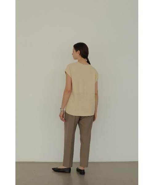 MANOF（マノフ）の「FRONT CROSS KNIT TOPS（Tシャツ/カットソー・レディース・アイボリー/ブラック・FREE）」の9枚目の写真