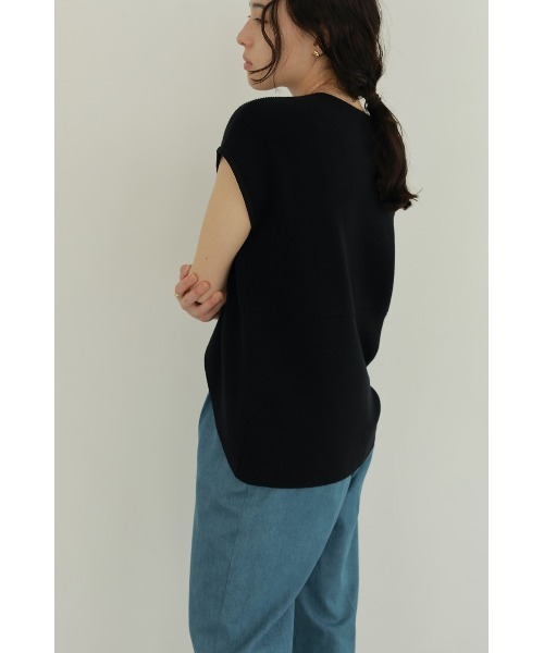 MANOF（マノフ）の「FRONT CROSS KNIT TOPS（Tシャツ/カットソー・レディース・アイボリー/ブラック・FREE）」の13枚目の写真