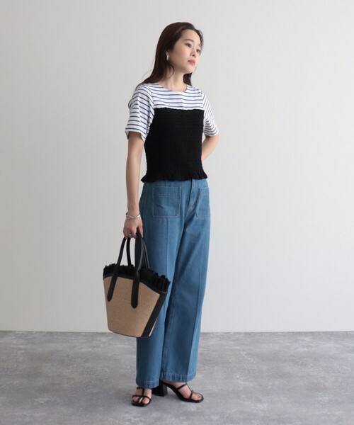 fredy emue（フレディエミュ）の「【WEB限定】ボーダー＋ビスチェ風プルオーバー（Tシャツ/カットソー・レディース・ブラック系その他/ブルー系その他・38）」の3枚目の写真
