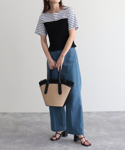 fredy emue（フレディエミュ）の「【WEB限定】ボーダー＋ビスチェ風プルオーバー（Tシャツ/カットソー・レディース・ブラック系その他/ブルー系その他・38）」の8枚目の写真